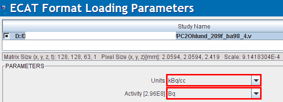 Ecat Format Unit Selection